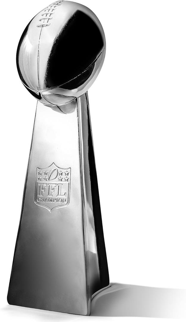 Spire Designs Lifesize Fantasy Football Trophy - Chrome Replica Championship Trophy - First Place Winner Award for League - Real Size Football Award