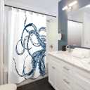 Octopus Shower Curtain 72Wx72H Inch Navy Blue Ocean Kraken Giant Tentacles Sea Creatures Mythical Nautical Animal Fabric Waterproof Bathroom Home Decor Set 12 Plastic Hooks