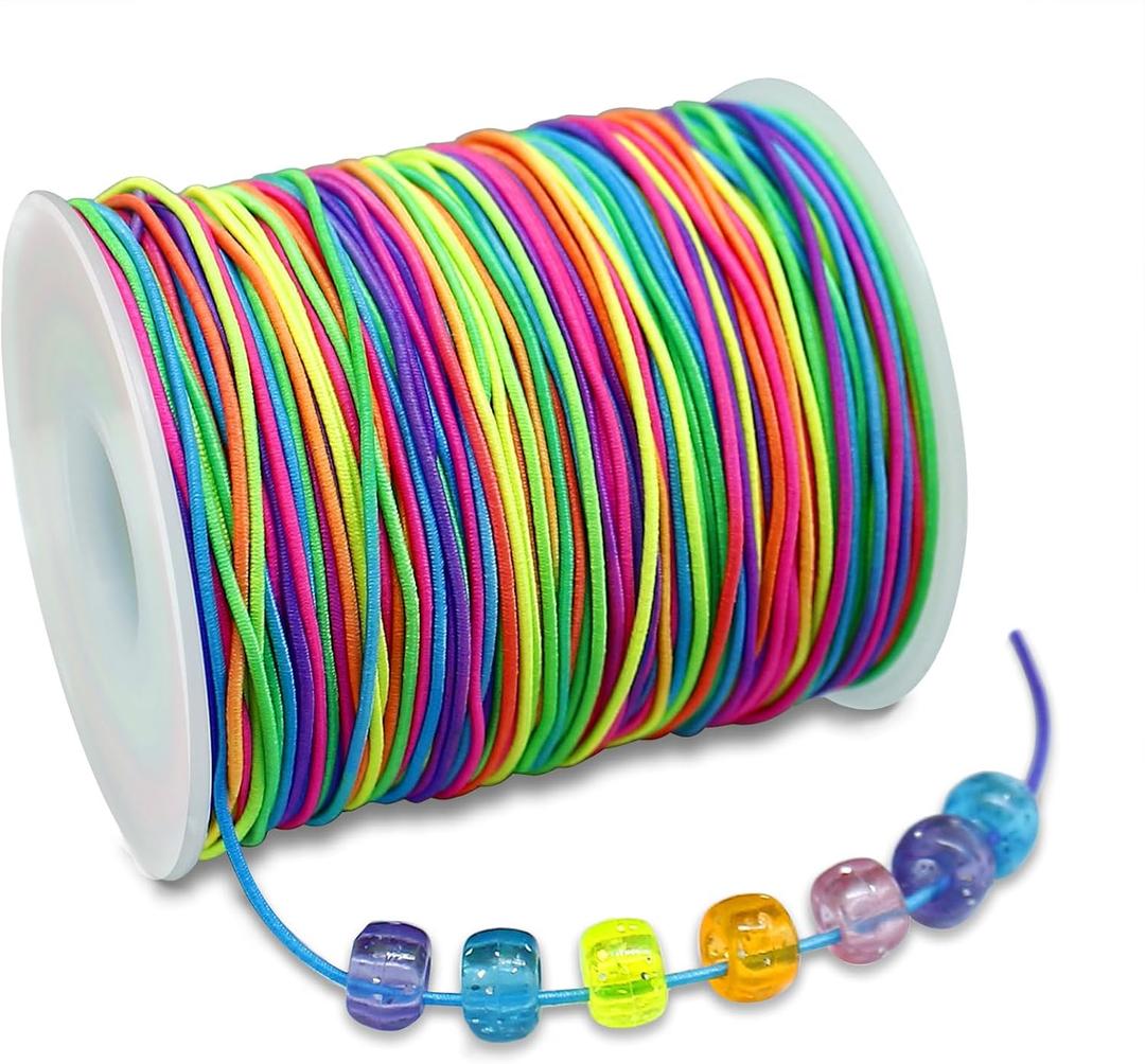 2 x Colorful Elastic String, Total 100M, 1MM Stretchy Bracelet String Bead Cord for Bracelets, Sewing, Necklace, Jewelry Making and Crafts.