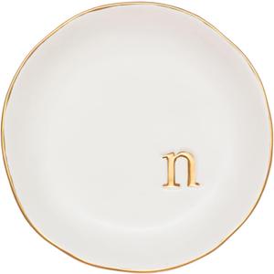 COLLECTIVE HOME - Ceramic Jewelry Tray, Decorative Trinket Dish for Rings Earrings Necklaces Bracelet Watch Keys, Birthday Mother's Day Christmas Gift for Women, 4.75", White Surface (N)