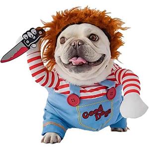 Pet Deadly Doll Dog Costume, Cosplay Halloween Christmas Funny Clothes Party Costume for Small Medium and Large Dogs (Small)