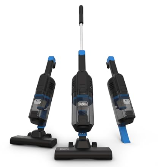 BLACK+DECKER Powerseries Lite Corded 3 in 1 Stick Vacuum, Upright to Hand-Vac Multi Surface, HEPA Filtration, Powerful 12k Pa, Ideal for Hard Floor, Low Carpet, Pet Hair Home & Office use, Black