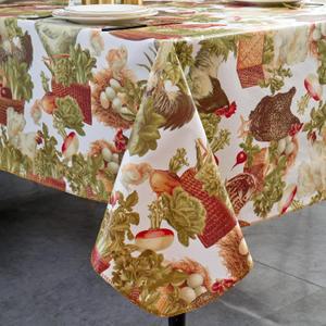 Vinyl Tablecloth with Flannel Backing - Waterproof, Oil-Proof, Easy to Clean -Plastic Table Cloth - Perfect for Dining Tables, Kitchen Tables, Parties (Chickens, 5454 Inch Square)