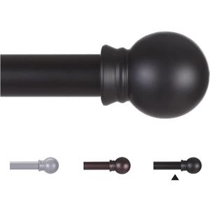 Thestoa Curtain Rods for Windows 48 to 8492 inch, 5/8" Matte Black Curtain Rod, Stainless Steel Small Curtain Rods for Bedroom, Living Room,Kitchen,Farmhouse, Outdoor Curtain rod Black