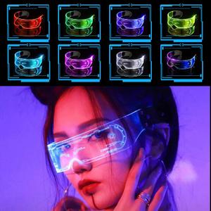 CREPUSCOLO LED Glasses, LED Visor Glasses with 7 Colors and 5 Modes, Light Up Glasses Rechargeable Party Glasses Luminous Glasses for Cosplay Halloween Party Bar Festival Concert