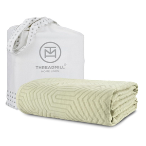 Threadmill Luxury Cotton Blankets for Queen Size Bed | All-Season 100% Cotton Queen Size Blanket | Aster Jacquard Cozy Lightweight, Soft Breathable Coverlet fits Full Size Bed, 90x92, Aster Sage Green
