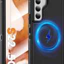 Magnetic Case for Samsung Galaxy S22, [Compatible with Magsafe] [Glass Screen Protector] [Dual Layer Military-Grade Protection] Heavy Duty Shockproof Cover for Samsung S22 6.1 inch, Black