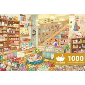 MOMIBOOK Puzzles for Adults 1000 Piece Jigsaw Puzzles of Carefree Store, Painting Image Grocery Store Puzzle Difficult Challenging Hard Impossible Puzzle, Funny Toys & Games Christmas Birthday Gifts (Horizontal 1000 Pcs)