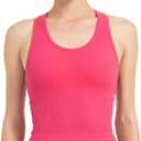 Womens Ribbed Workout Crop Tank with Built-in Bra Racerback Lightweight Yoga Top (Black, L)