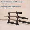 3pc Set Japanese Samurai Sword with Display Stand,Iaido Katana Carbon Steel Blade Real Sword for Display Decoration and Gift