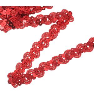 uxcell 11 Yard Sequins Trim Ribbon 0.6 Inch Sequin Gimp Braid Trim Spangle Flat Sequins Paillette Fabric Flat Trims Strips for Crafts Sewing Clothes Home Party Decoration, Red