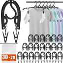 30 Pack Foldable Travel Hangers with 20 Clips - Cruise Essentials 2025 Lightweight Portable Collapsible Plastic Hangers Travel Must Haves for Suitcase, Flying, Camping, Hotel, RV