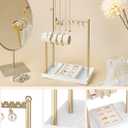 Jenseits Jewelry Organizer Stand with Ring Holder - 3-Tier Gold Jewelry Holder Tower with Velvet Tray, Necklace Holder, Bracelet & Earring Display Stand for Women, Gift for Her