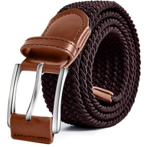 Men's Belt Elastic Braided Belt Casual Solid Color Stretch Woven Belt for Men (Dark Brown) Men's Belt Elastic Braided Belt Casual Solid Color Stretch Woven Belt for Men (Dark Brown)