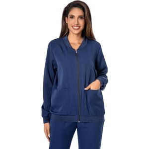 Scrub Jackets for Woman, Zip Front Nurse Jacket-4-Way Stretch Fabric Coat, XX-Large, Navy