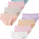 Domee Teen Girls Cotton Underwear Panties Briefs Pack of 8 Underpants (11-12 Years, Plain)