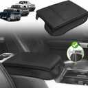 Muslogy Center Console Armrest Cover Compatible with Ford F150 2015-2020 &F250 F350 F450 2017-2022 & Expedition 2018-2024 Comfort Pad ArmRest Cushion Vegan Leather 1-Inch Extra Thick(Bucket Seat ONLY)