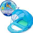 SwimWays Spring Float Premium Recliner with Canopy Pool Lounger, Inflatable Pool Floats Adult with Fast Inflation for Ages 15 & Up, Sky Blue