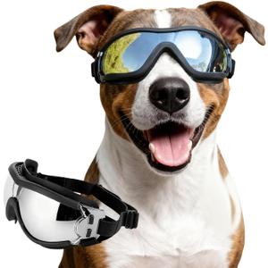 NAMSAN Dog Goggles Medium to Large Breed, Anti-UV Sunglasses for Dogs Large Breeds, Windproof Driving Dog Eye Protection, Doggy Glasses with Elastic Straps, Adjustable, Black