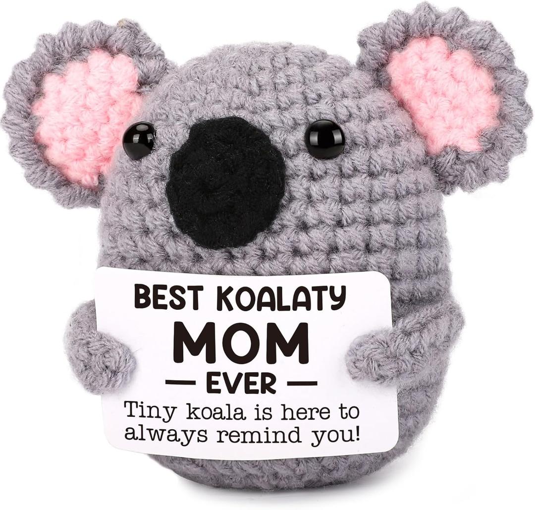 2 x Funny Koala Mom Gifts from Daughter Son, Happy Mothers Day Birthday Gifts for Mom, I Love You for Moms Mother In Law Mama Bonus Step Present, Small Cute Handmade Emotional Crochet Support Desk Decor