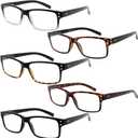 Eyekepper 5 Pack Reading Glasses for Men Spring Hinges Classic Readers (5 Pack Mix Color-2)