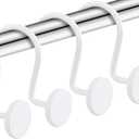 CHICTIE White Shower Curtain Hooks, Rustproof Shower Curtain Rings for Bathroom, Metal Shower Hooks for Shower Curtain Rod, Modern Decorative Shower Curtain Hangers Set of 12, Round Heavy Duty Design