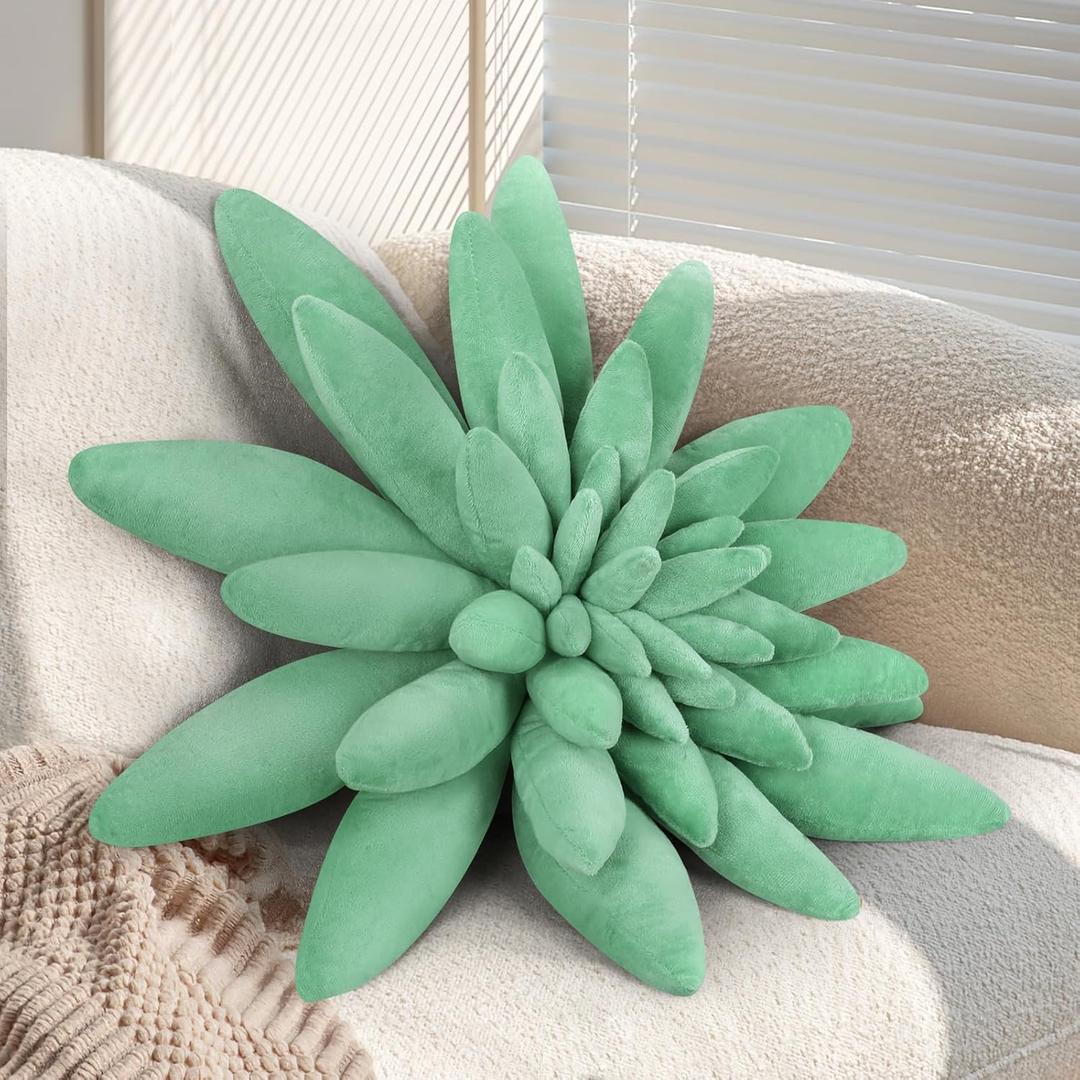 Throw Pillows, Succulent Pillow - Hand-Stitched Plush Decorative Throw Pillow, 3D Plush Cushion, Shaped Plant Pillow, for Bedroom and Home Decoration, 21.6in/55CM