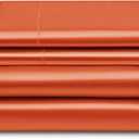 Vonty Satin Sheets Twin Silky Soft Satin Bed Sheets Rust Orange Sheet Set, 1 Deep Pocket Fitted Sheet + 1 Flat Sheet + 1 Pillowcases, Burnt Orange