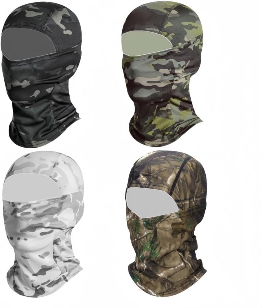 4 Pieces Camo Balaclava Ski Mask Sun Protection Hood Face Cover Full Head Mask for Men and Women for Hunting Fishing