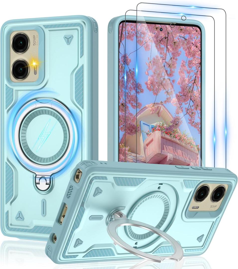 Gritup for Moto G Stylus 5G 2024 Magnetic Case,Compatible with MagSafe & [HD Screen Protector2],Metal Rotated Kickstand,Military Grade Shockproof Protective,Moto G Stylus 5G 2024,Light Blue