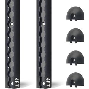 ORANGEE 2 Pack Heavy Duty Black Aluminum 4ft L-Track Rail with 4 End Caps for Secure Motorcycles, ATVs, Dirt Bikes, Utility Tractors, and More, Use On Pickup Truck, RV, Van Or Enclosed Trailer