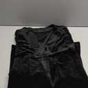 Seta T Women's Velvet Tops V Neck 3/4 Puff Sleeve Fall Winter Trendy Casual Tunic Blouse Loose T-Shirt (Large, Black)