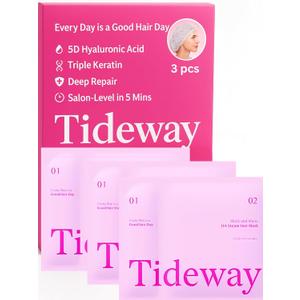 TIDEWAY Self-Heating Steam Hair Mask for Damaged Hair  5-Minute Cordless Deep Conditioning Treatment with 5D Hyaluronic Acid & Triple Keratin, Salon-Level Repair for Dry, Frizzy Hair