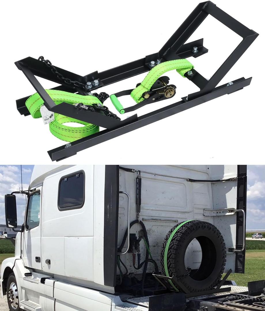 Semi Truck Spare Tire Rack Spare Tire Holder Spare Tire Carrier V2.0 Base Reinforcement Orange or Green