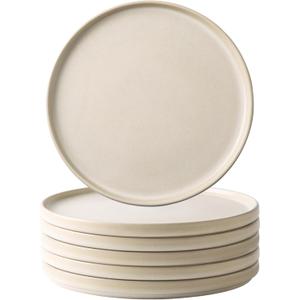 AmorArc Ceramic Dinner Salad Plates Set of 6, 8.0 Inch Reactive Matte Glaze Dish Set, Dessert, Salad, Appetizer, Small Dinner Plate, Microwave, Dishwasher Safe, Scratch Resistant, Ivory