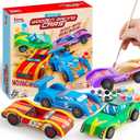 Klever Kits 4 DIY Wooden Race Cars-Build & Paint Your Own Wood Craft Kit, 4 Race Cars Toy, Easy to Assemble Arts Crafts Kit, Birthday Party Presents for Kids Boys and Girls