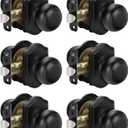 Goldenwarm Matte Black Closet Door Knobs Interior No Lock, Passage Door Knobs Hallway, Black Door Knob Without Lock 6 Pack