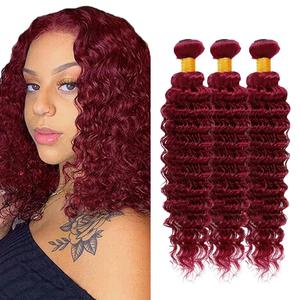 22 24 26 Inch Deep Wave Human Hair Bundles 99J Burgundy Bundles Human Hair 12A Unprocessed Brazilian Virgin Quick Weave Hair Extensions for Black Women