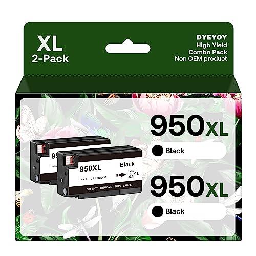 950XL Black Ink Cartridges Compatible for HP 950 XL Ink Replacement High Yield Use with OfficeJet Pro 8600 8610 8615 8620 8100 8630 8660 8640 8615 8625 276DW 251DW Printer (Black, 2 Pack)