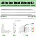 13FT H Track Lighting Rail Kit, White 3-Wire Single Circuit H-Type Track with Floating Canopy & Connectors