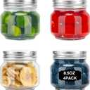 Glass Mason Jars, 4 Pack 8.5oz Clear Glass Regular Mouth Canning Jars with Lids for Sealing, Ideal for Food Storage, Snacks, Candies, Jam, Honey, Wedding Favors, Shower Favors, DIY Projects
