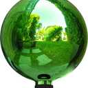 Alpine Corporation 10" Diamater Indoor Outdoor Glass Gazing Globe Festive Yard Decor, Green