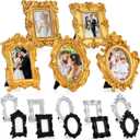 Maitys 15 Pcs Mini Picture Vintage Frames Tiny Antique Photo Baroque Ornate Resin Oval Frame Table Top Display Home Wedding Decor (Multicolor)