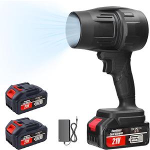 Cordless Leaf Blower Portable Dust Cleaner Electric Blower Lightweight Handheld Leaf Blast with Stepless Speed, with 2 Batteries for Patio Cleaning, Blowing Leaves, Drying, Camping