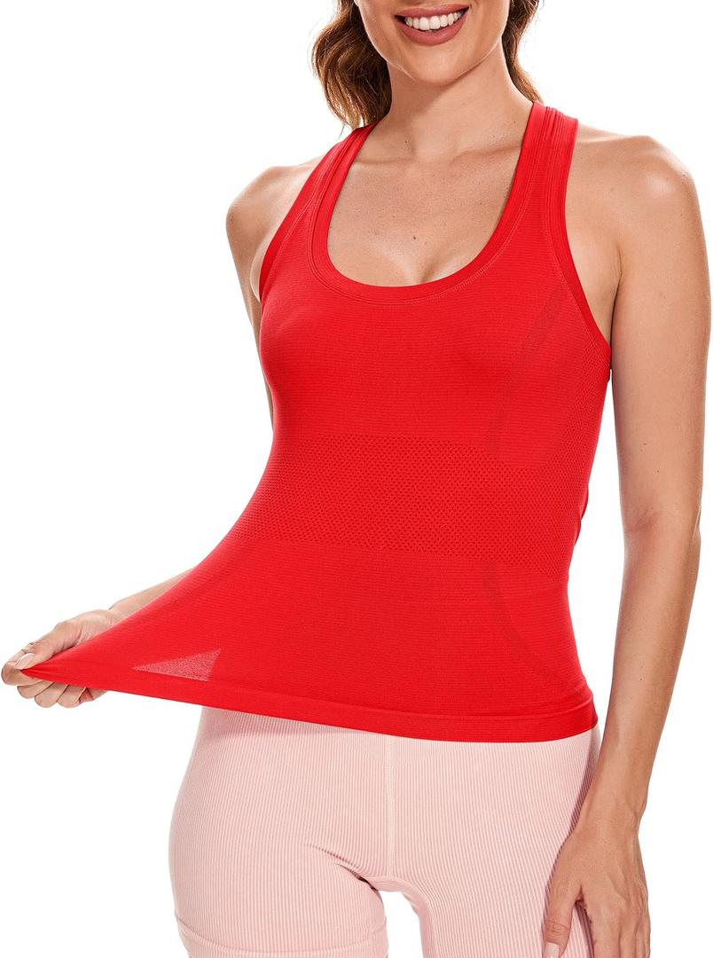 MathCat Workout Tank Tops for Women Sleeveless Gym Tops Seamless Racerback Athletic Yoga Shirts (XS-L) (Red, S)