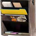 J JACKCUBE DESIGN Wall Document File Organizer Rustic Wood Magazine Rack with 5 Compartments Hanging Mail Holder for Home, Office - MK624A