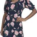 Tommy Hilfiger Women's Short Puff Sleeve V-Neck Shift Mini Dress, Size 12