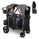 Radio Flyer Voya Stroller Wagon, for Ages 6+ Months, Extra Tall Sides, Push or Pull, 2 Seats, Dual Sun Canopies, Compact Fold, Lightweight, Storage Space, 5-Point Harnesses, Stroller Wagon for Kids (1.0)