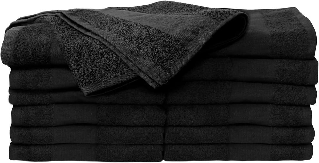 ForPro Premium Bleach Tough Salon Towels, Black, 100% Cotton, Bleach-Proof Towels, Stain Resistant, 16 W x 27 L, 12-Count