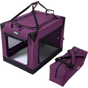 EliteField 4-Door Folding Soft Dog Crate, Aluminum Frame | Top Curtain, Washable Crate & Bed Covers, Backpack Carrying Bag, Indoor/Outdoor, Storage Pockets, Zipper Locks